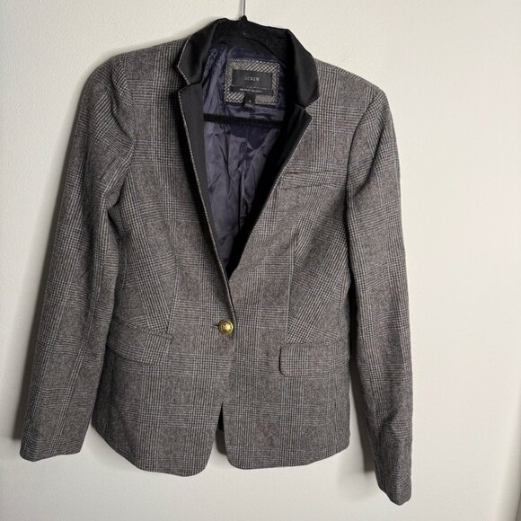 J.‎ Crew Women's Gray Campbell Houndstooth Regent Long Sleeve Blazer - Size 6 - Picture 2 of 6